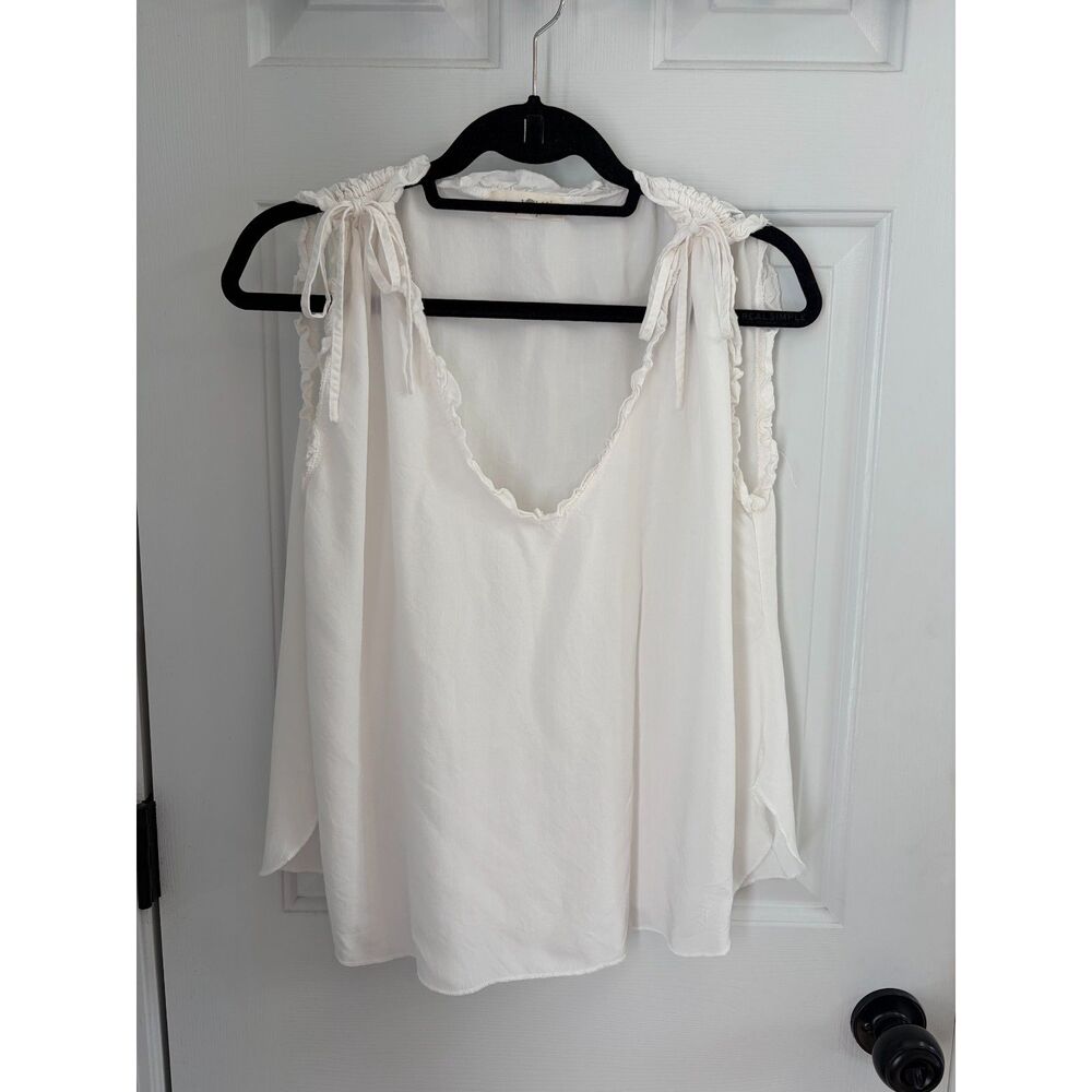 Natural Life Ramona Sleeveless White Flowy Blouse Size XS